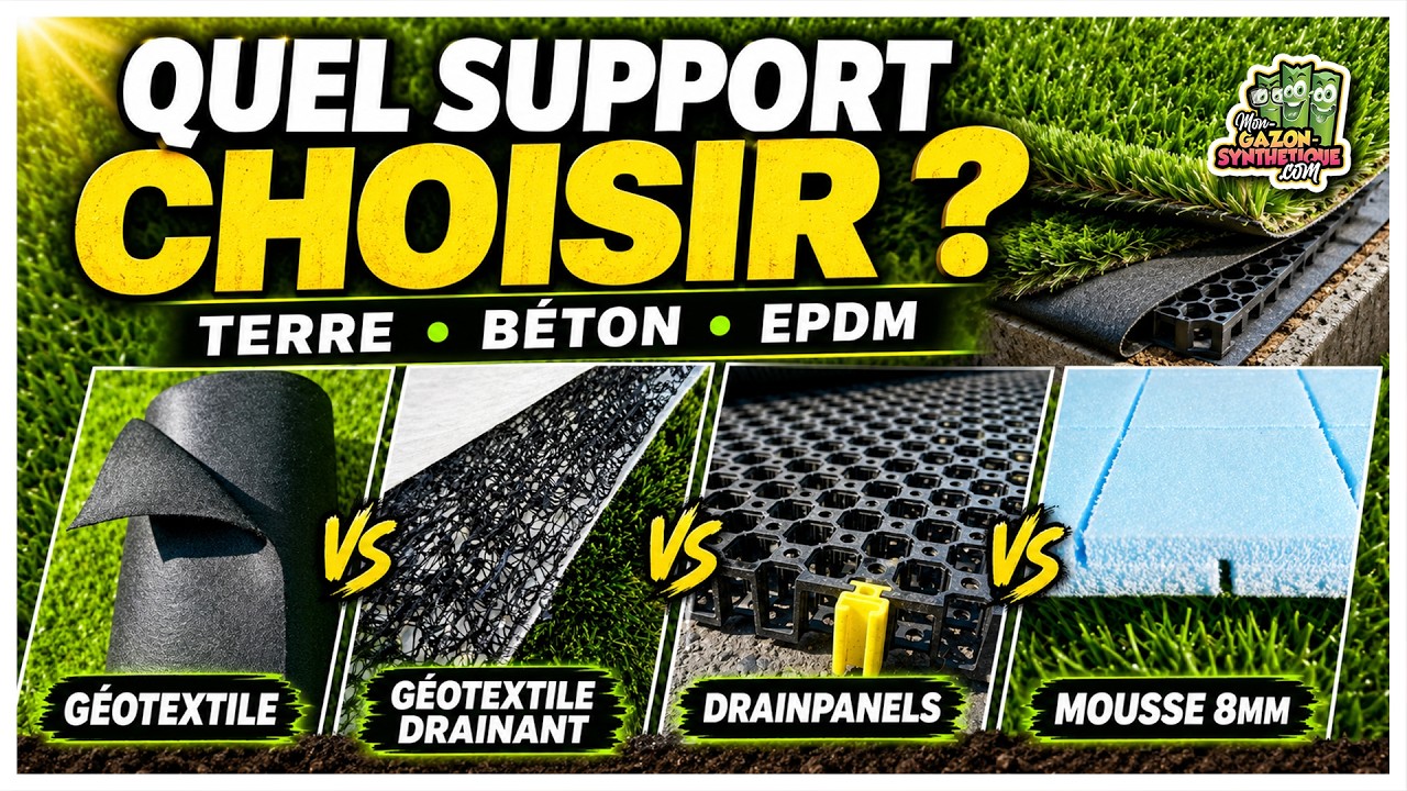 Quel support drainant choisir sous mon gazon synthétique (terre, béton, EPDM) ?