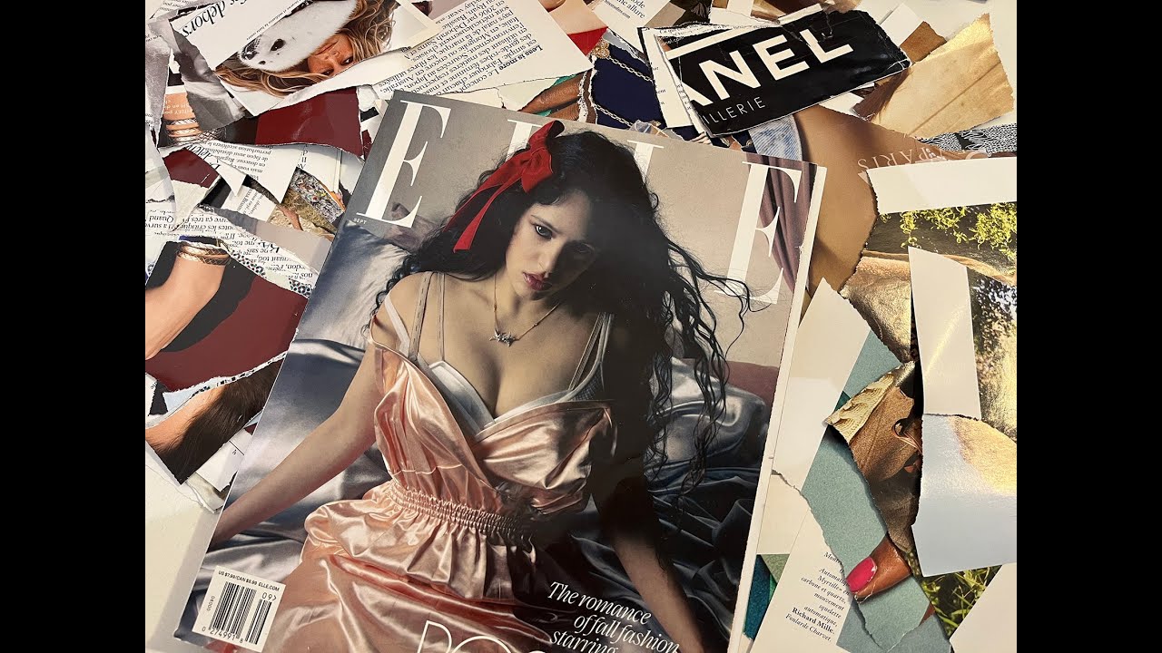 ripping and crumpling an elle magazine with rosalia - asmr