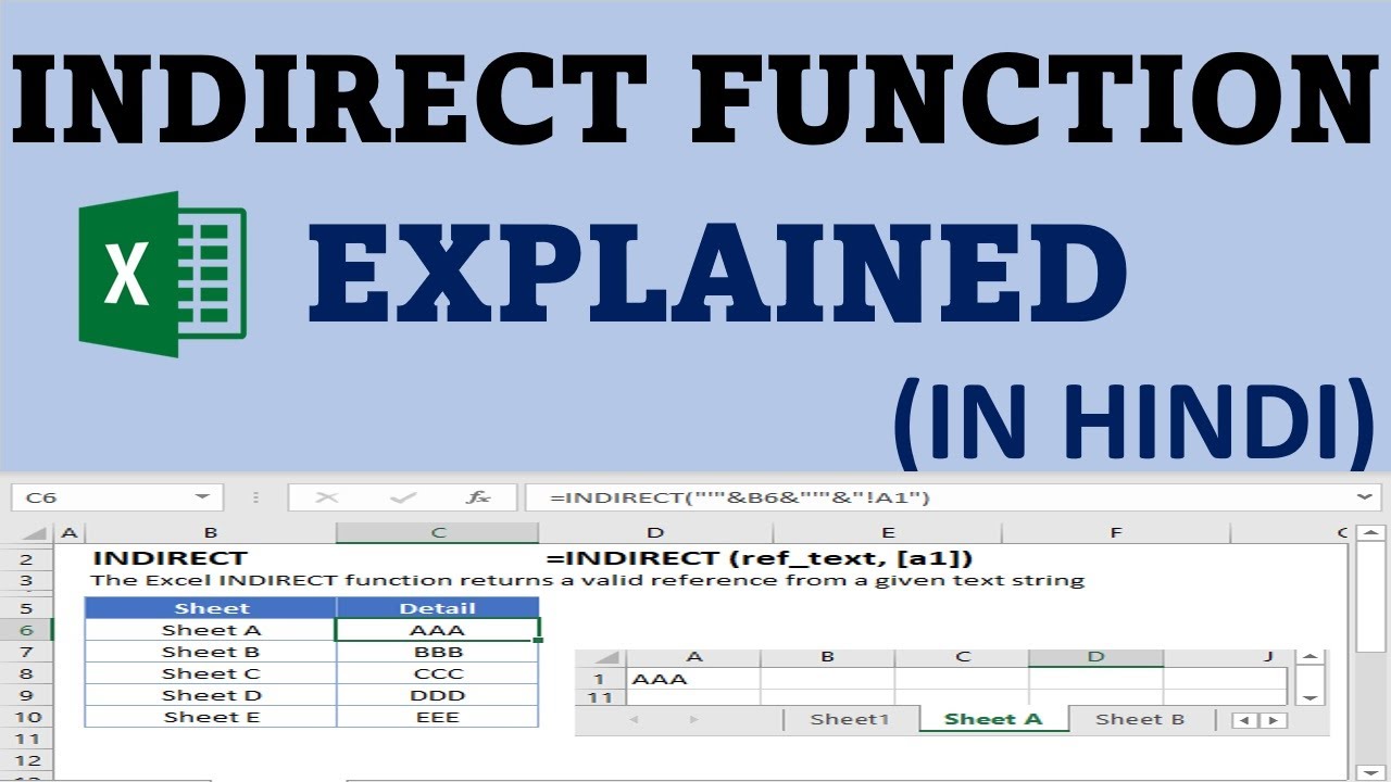 Excel INDIRECT Function Explained in Hindi | How to use INDIRECT Function | Excel in Hindi