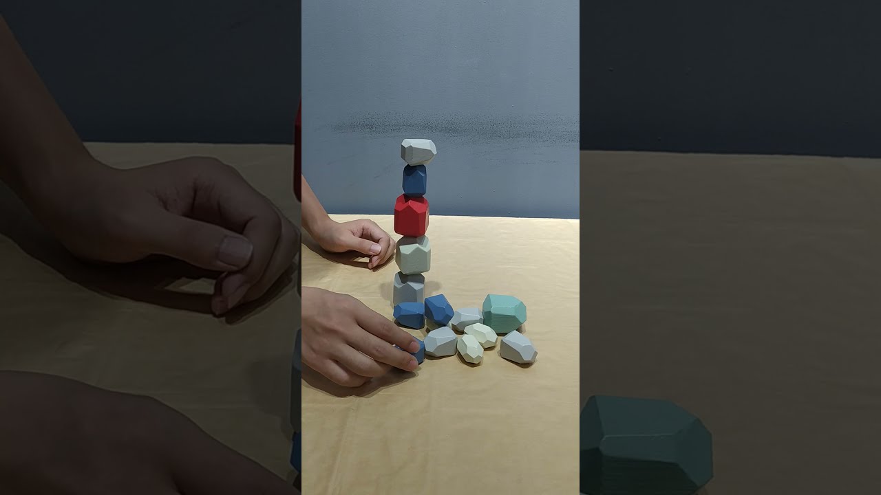 Wooden Game-Wooden Balancing Stones Colorful Stacking Game Toy Room Decoration