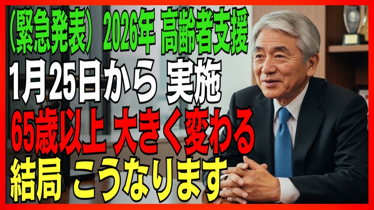 【重要】2026年 高齢者向け支援制度がついに確定月3万円台の公的支援、1月下旬からこのように変わります65歳以上の方、以前対象外だった方も必ず再確認してください#年金#老後の生活#シニア向け情報