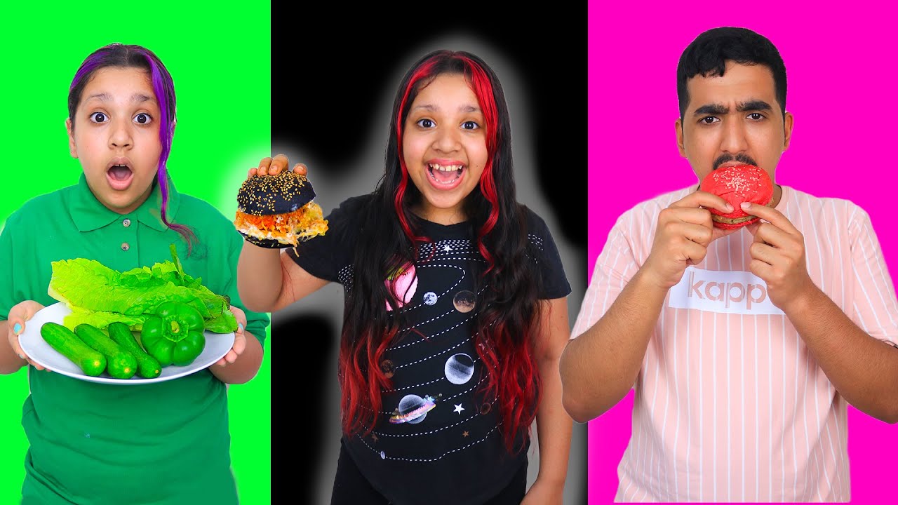 تحدي الاكل بلون واحد فقط لمدة 24 ساعة !! Eating Only ONE Color of Food for 24 Hours