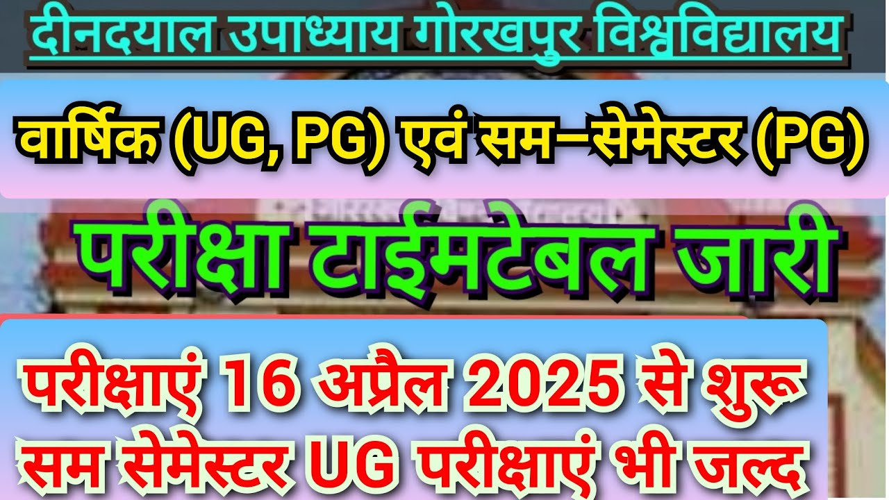 DDU Annual Exam & Even Semester Exam Timetable (April 2025) Released, For UG & PG Courses
