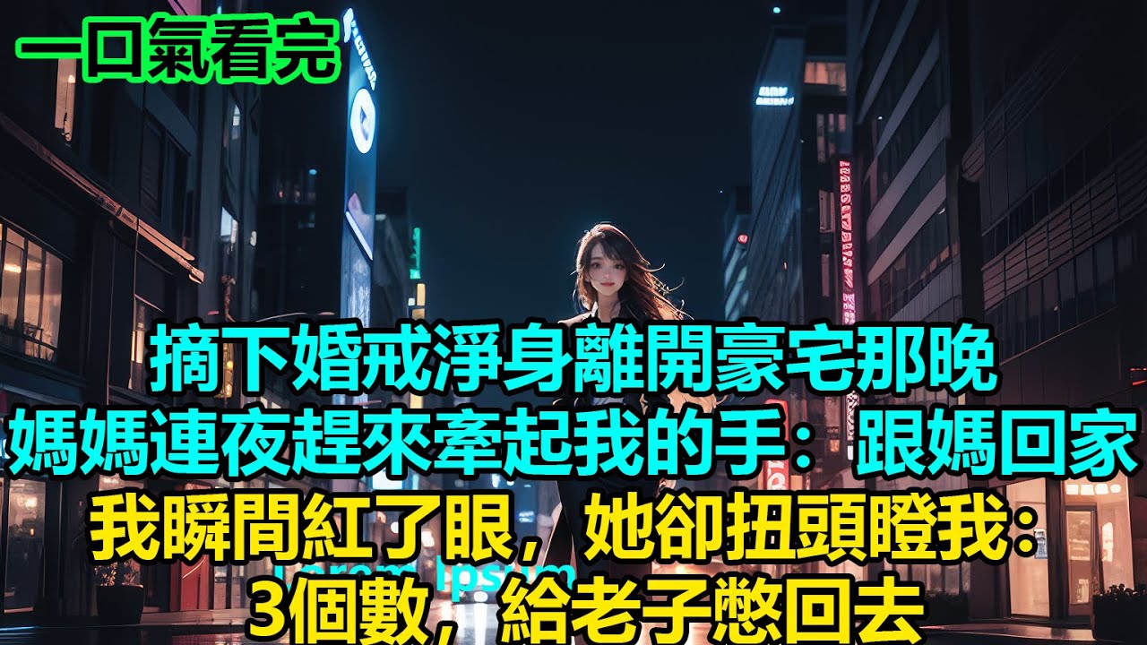 摘下婚戒淨身離開豪宅那晚，媽媽連夜趕來牽起我的手：“跟媽回家！” 我瞬間紅了眼，她卻扭頭瞪我：3個數，給老子憋回去