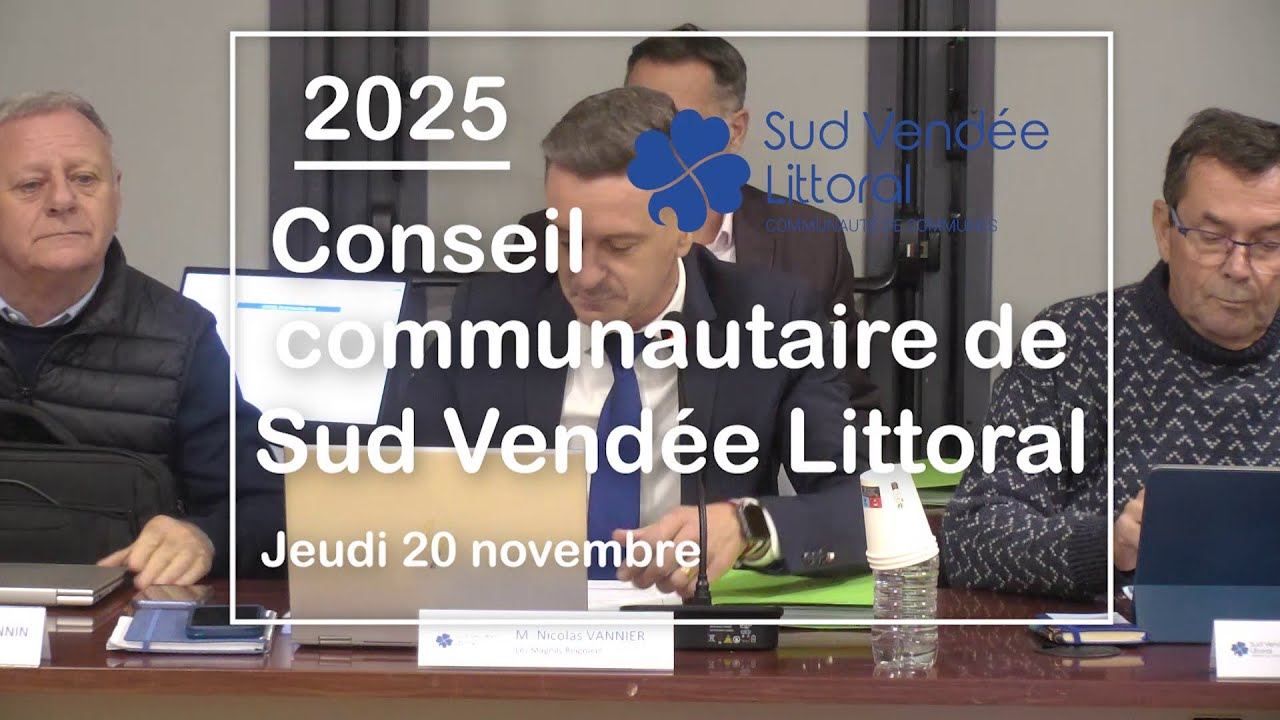 Sud Vendée Littoral : Conseil communautaire - 20 novembre 2025