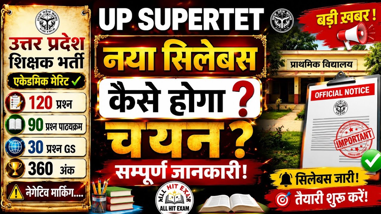 UP SUPERTET Notification 2026 | Academic Merit, New Syllabus, Exam Pattern,Negative Marking| जानकारी