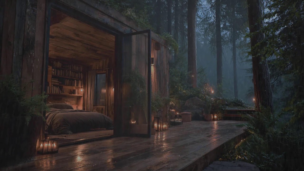 🌧️Rainy Night in a Forest Cabin Calming Rain Sounds for Deep Sleep & Relaxation