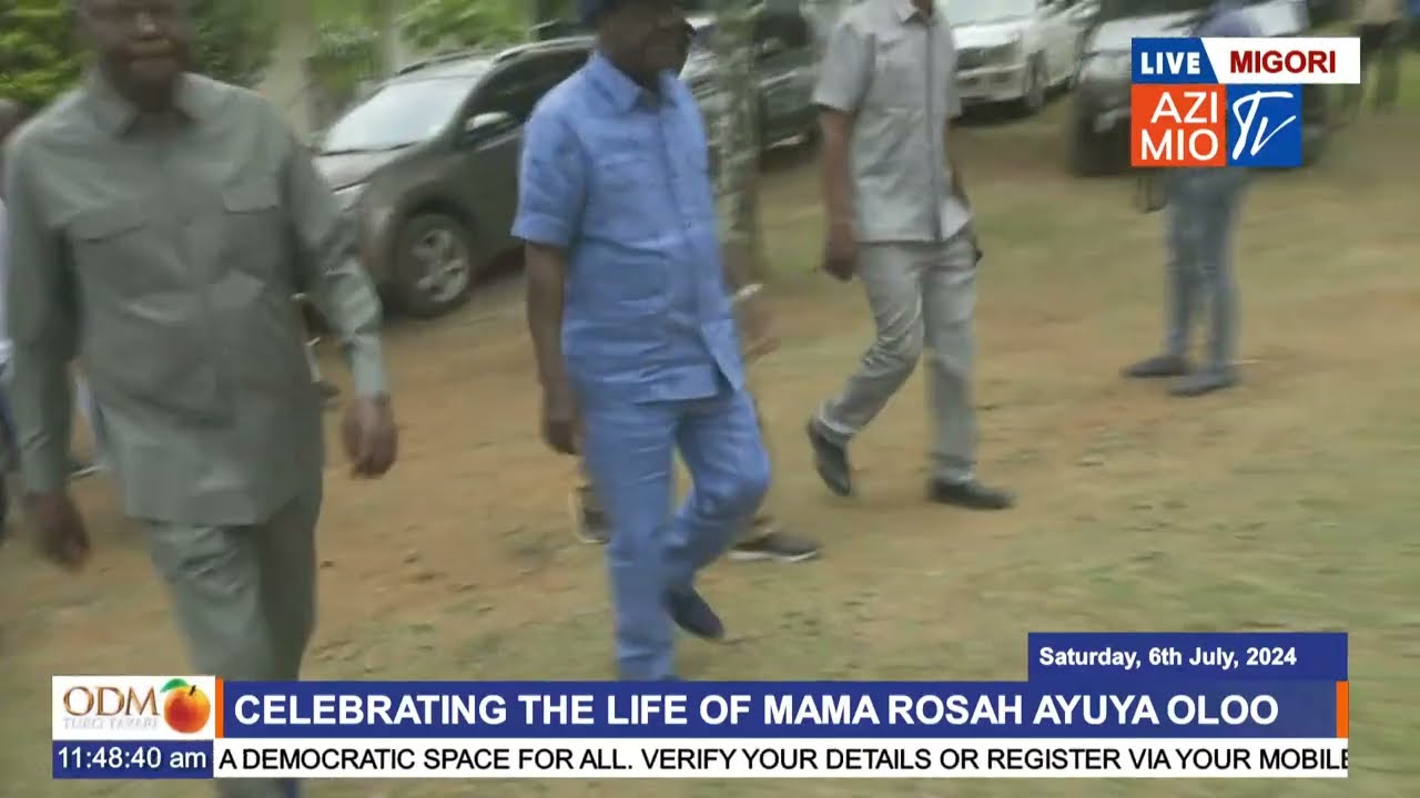 Raila Odinga, ODM top brass arrive in Migori for the memorial service of Mama Rosah Ayuya