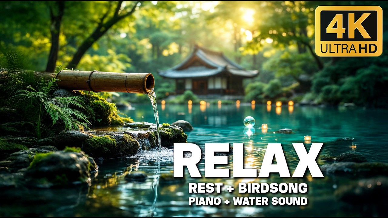 Soothing Bamboo Water Sounds 🌙 Healing Music for Deep Sleep and Mental Relaxation