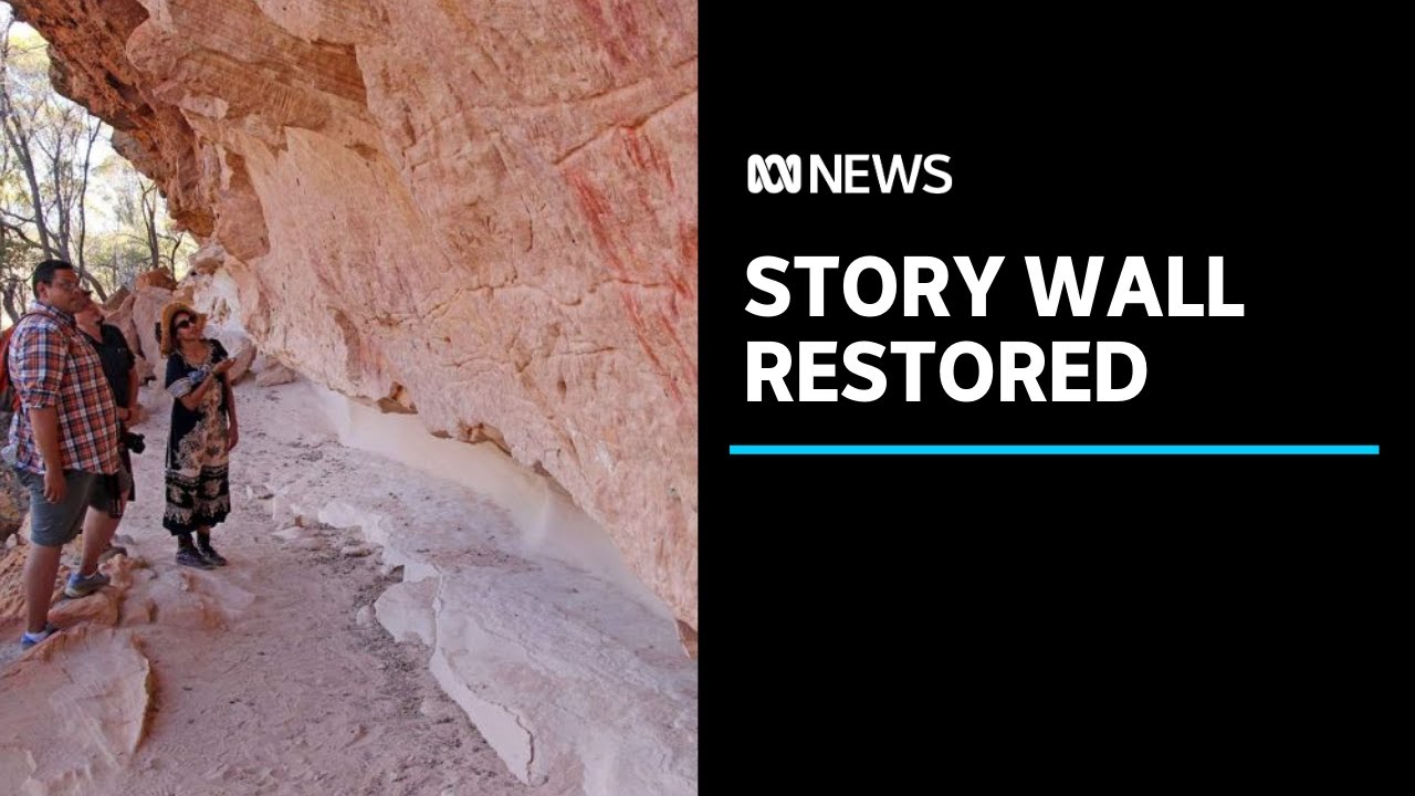 Towering indigenous art story wall restored in outback Queensland | ABC News