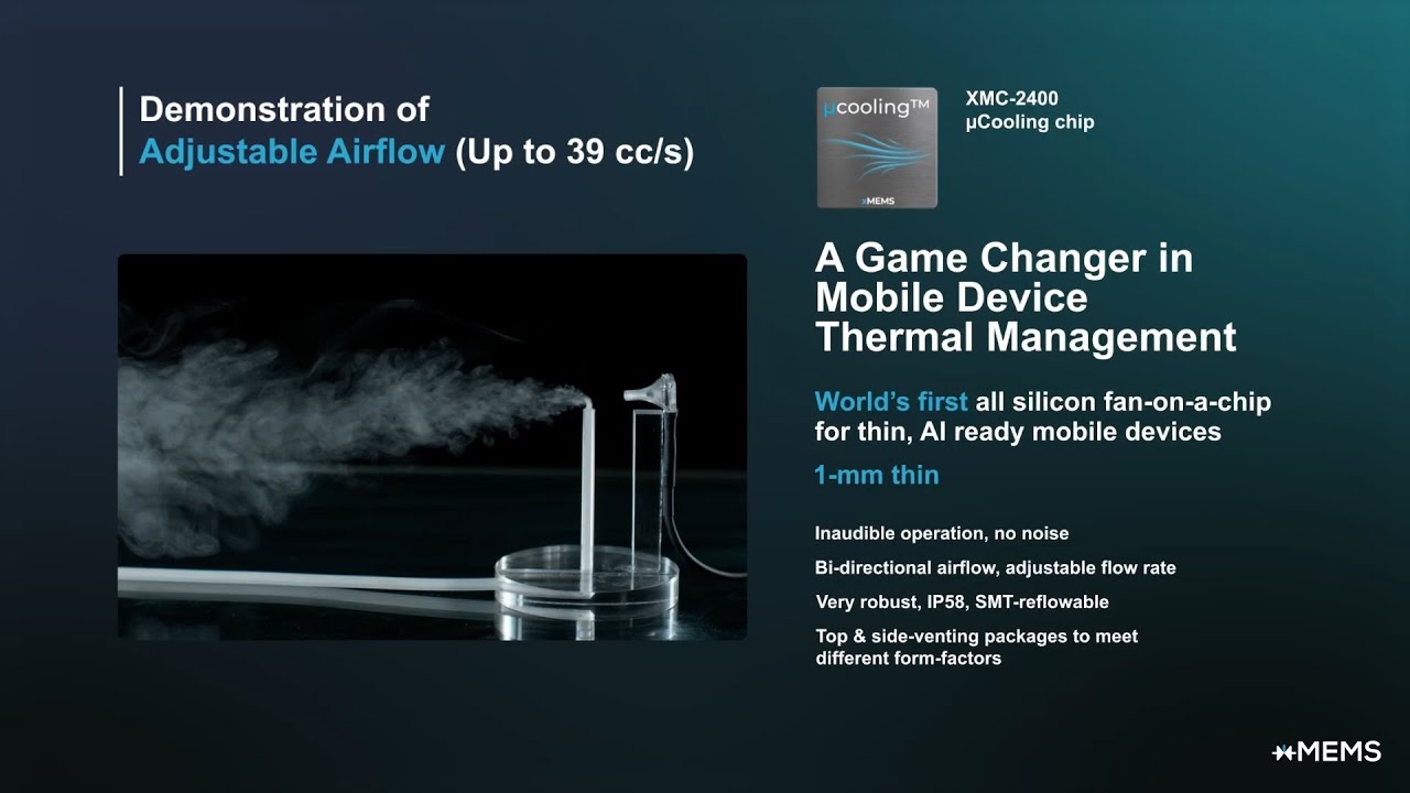 xMEMS Micro Cooling Demo: Airflow and Back Pressure