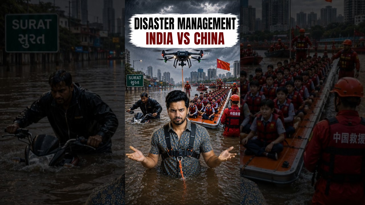 India vs. China during floods #china #surat #flood #floods #typhoon #monsoon #disaster #climatech...