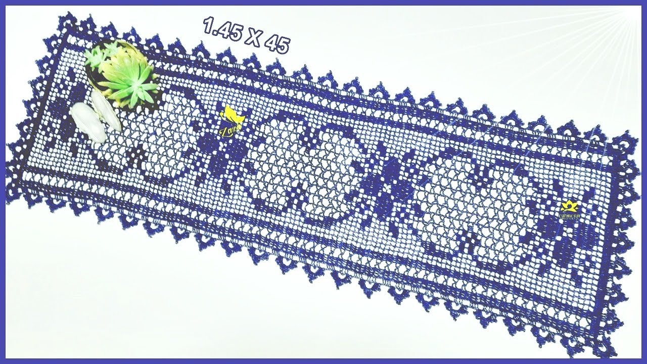 CAMINHO DE MESA EM CROCHE FILÉ FERNANDA @ZAZÁSÎLVÁCROCHÊ