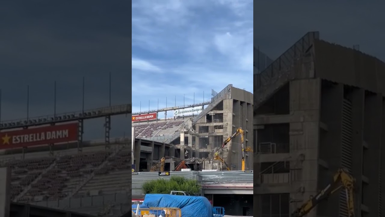 Camp Nou being destroyed 🥲🫡#shorts #footballtiktoks #barcelona #campnou #football #barcelonafc