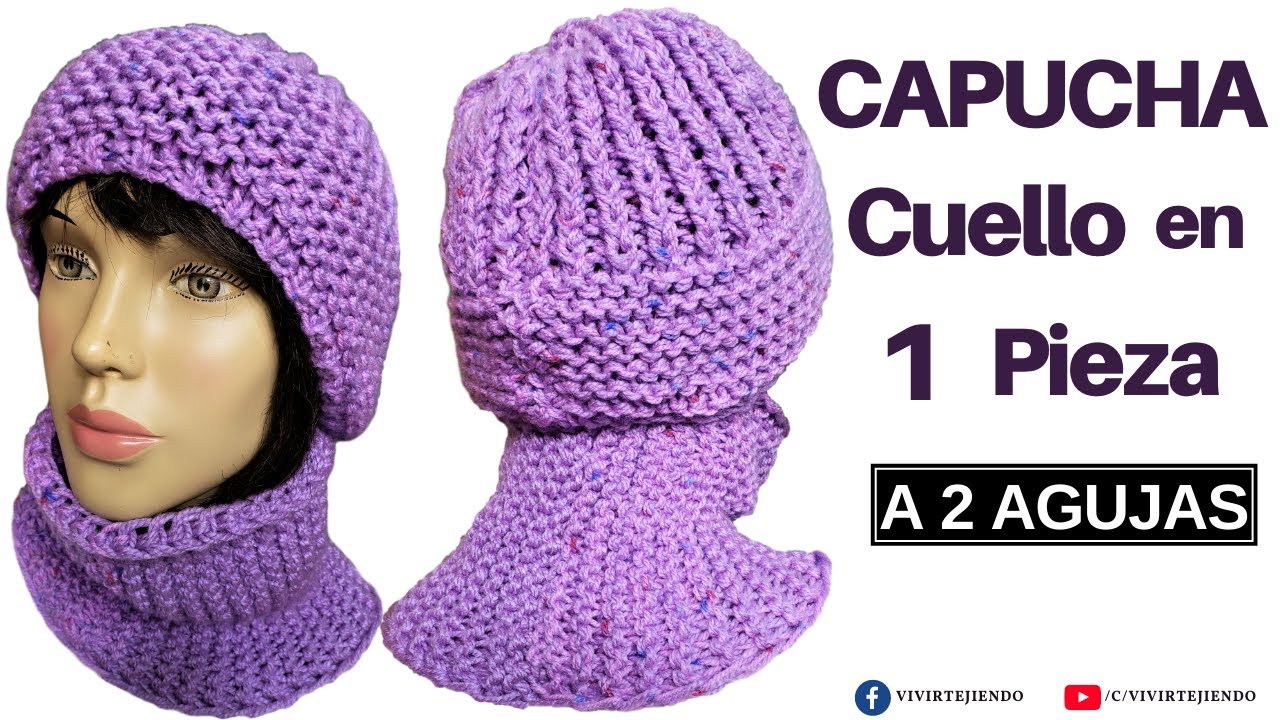 🟣 Tejiendo Gorro Cuellera a Dos Agujas Fashion Desglosado M&aacute;gico ✅ Tejidos de Moda a 2 Agujas