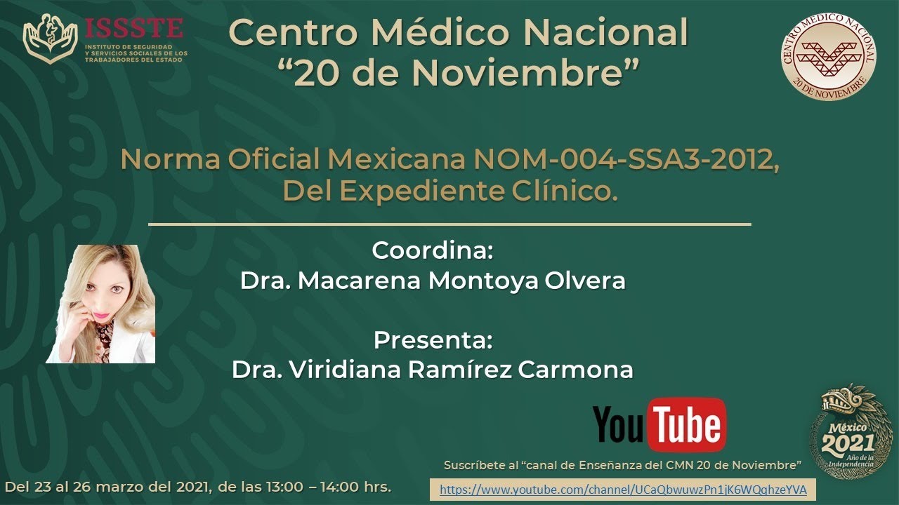 Norma Oficial Mexicana NOM-004-SSA3-2012,  Del Expediente Clínico.