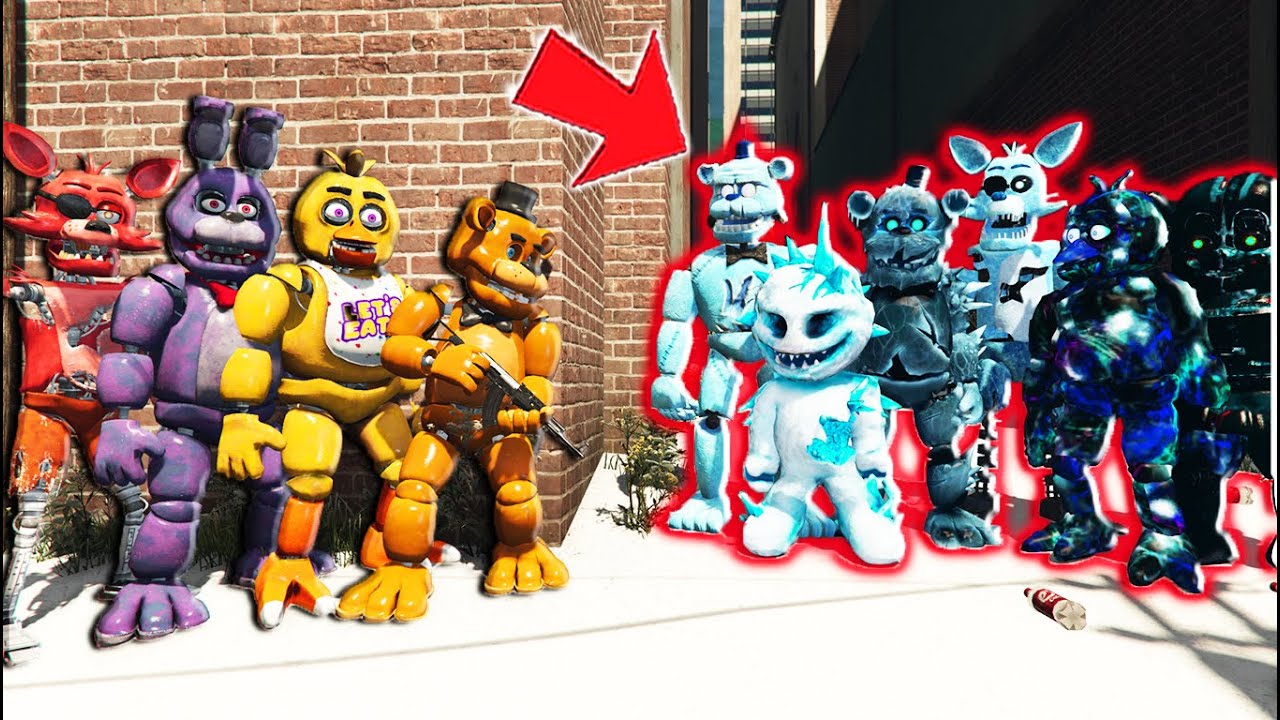 ALL ICE ANIMATRONICS vs FNAF MOVIE ANIMATRONICS! (GTA 5 FNAF Mods)