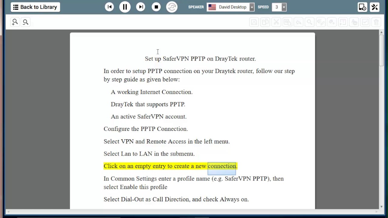 Set up SaferVPN PPTP on DrayTek router