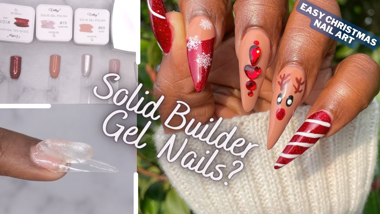 Testing Vettsy Solid Builder Gel (Step-by-Step Tutorial) | Easy Christmas Nails | Builder Gel Nails