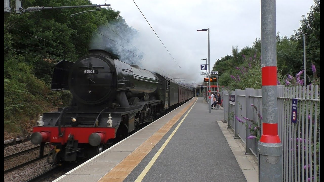 Flying Scotsman through Apperley Bridge station on The Hadrian Tour  24.07.21