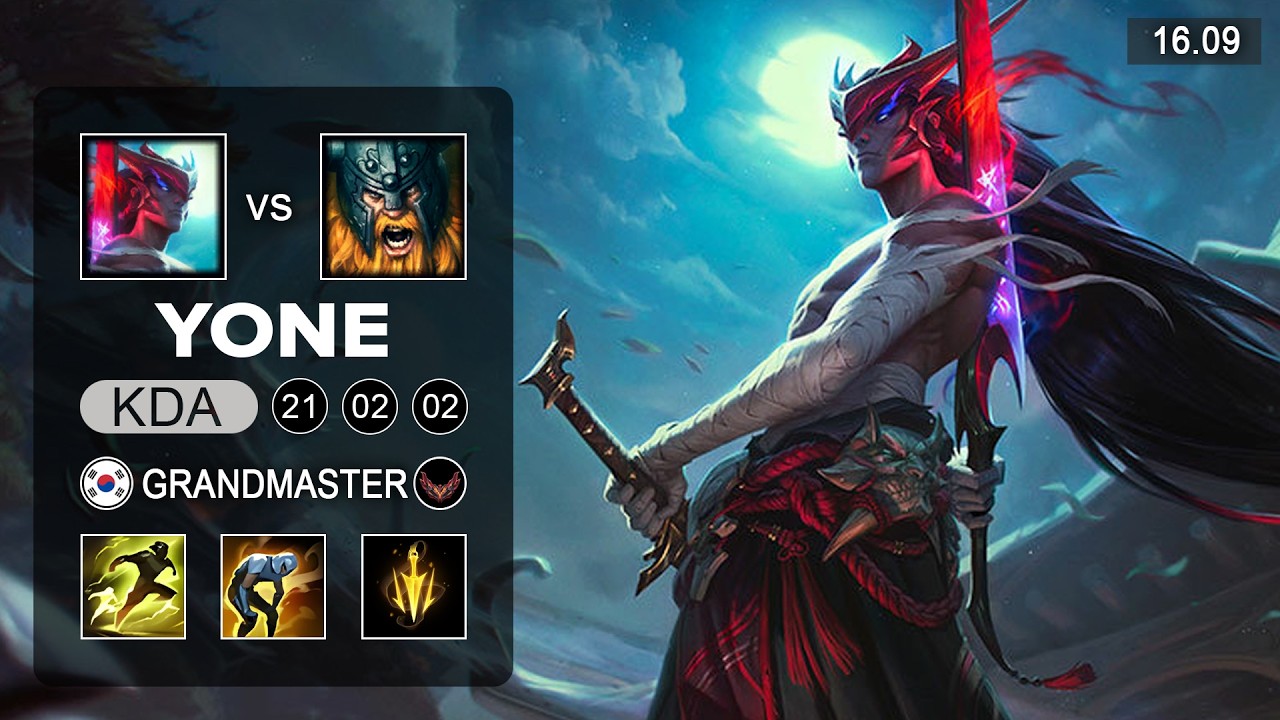 Yone vs Olaf Top - KR Grandmaster - Patch 16.09 Season 16