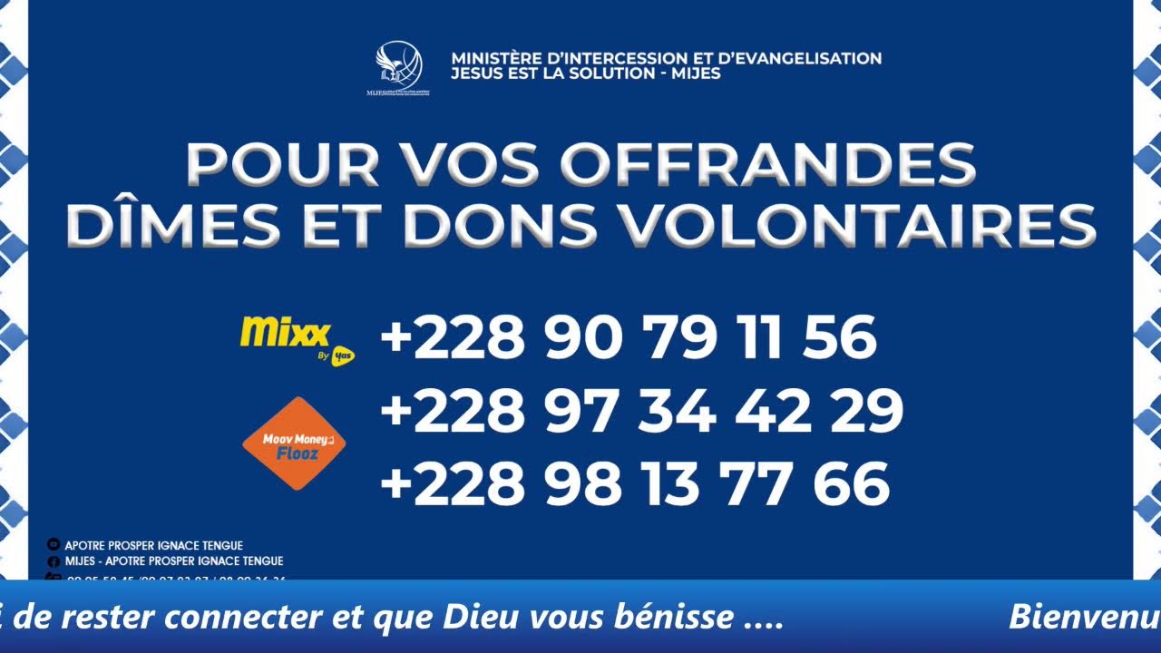 🔴CULTE DOMINICAL - DIMANCHE 15 MARS 2026 - Apôtre Prosper Ignace Tengue