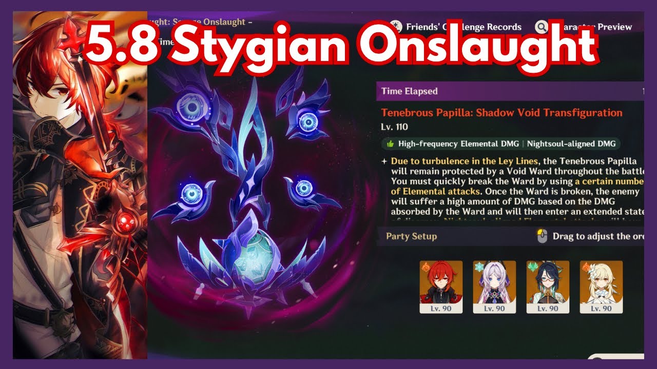 DILUC vs Tenebrous Papila LV.6 DIRE DIFFICULTY Stygian Onslaught | Genshin Impact