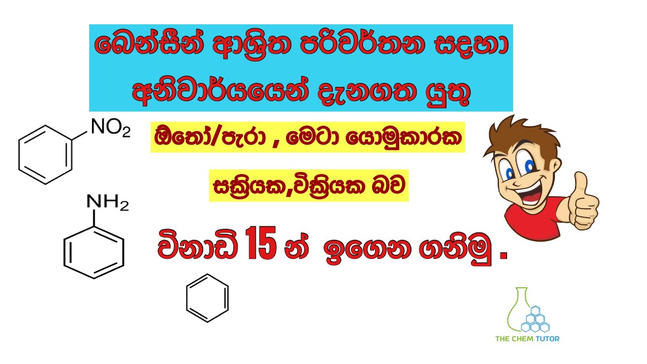 Benzene | ඕතෝ/පැරා , මෙටා යොමුකාරක හා සක්‍රියක - වික්‍රියක | Organic Chemistry in Sinhala