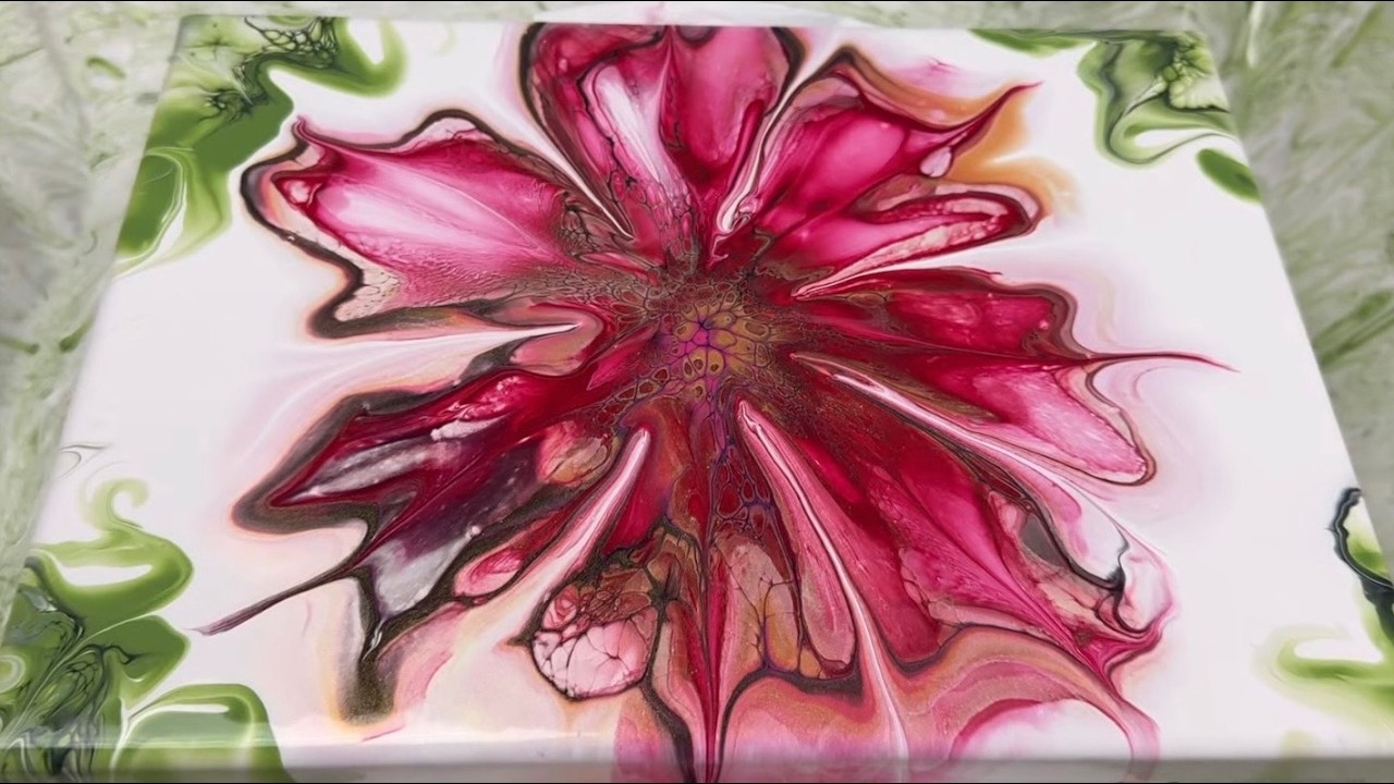 119. 🌺 Drama Queen Red Bloom – Bloom Technique Acrylic Pour