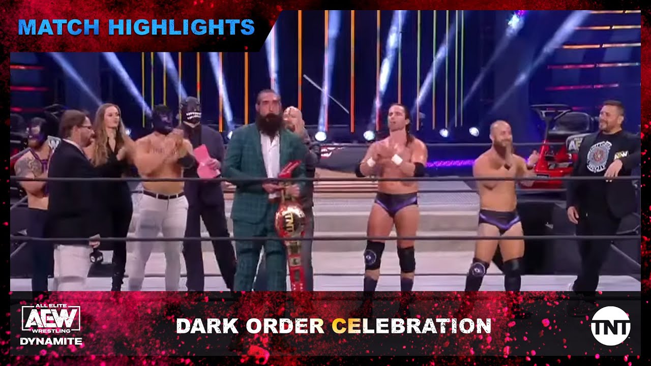 New TNT Champion Mr. Brodie Lee and The Dark Order Celebrate at AEW Dynamite