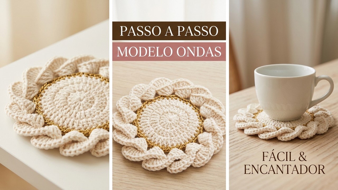 Porta-Copos em Crochê Ondas/Trança – Passo a Passo Fácil e Encantador