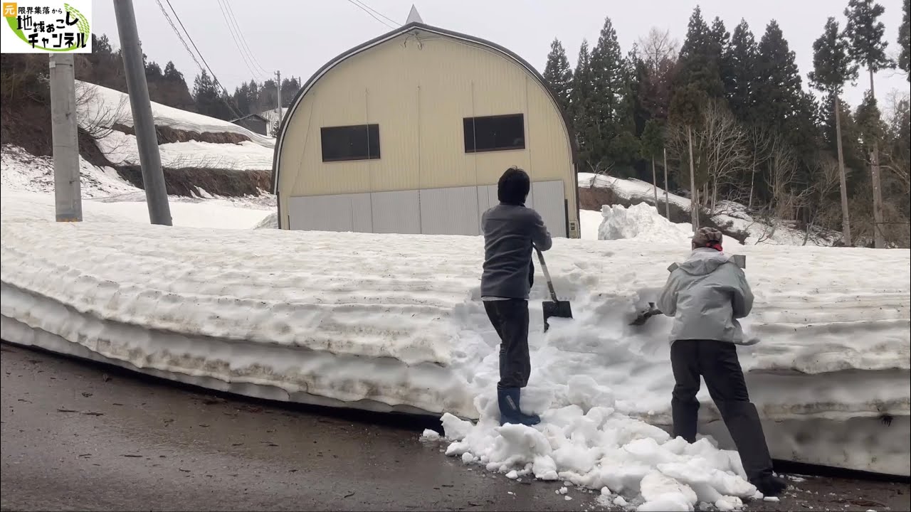 【2022年稲作vol.1】ライスセンター前の除雪をしてから庇を1枚だけ上げて出入り出来るようにしました