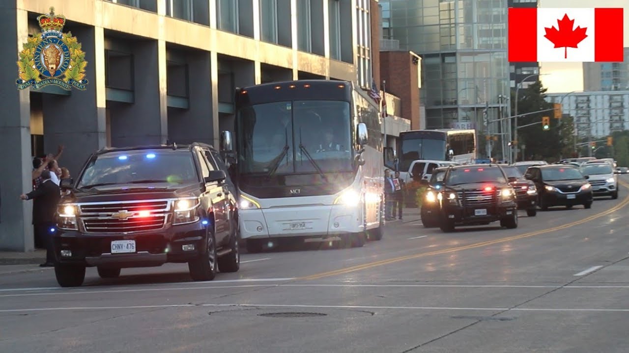 Prime Ministerial Motorcade - RCMP Escort Trudeau To Windsor Airport