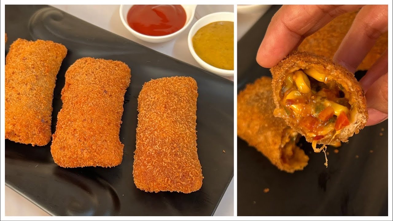Just 10 mins Crispy Cheesy Bread Pockets |Instant McPuff Recipe, Crispy Cheesy Pizza Pockets, Snacks