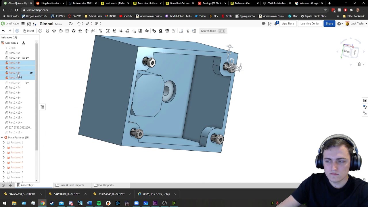 3D Printed Gimbal - CAD Timelapse