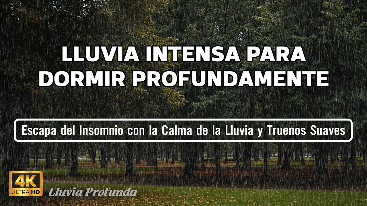 Escapa del Insomnio con la Calma de la Lluvia y Truenos Suaves | Pantalla Negra