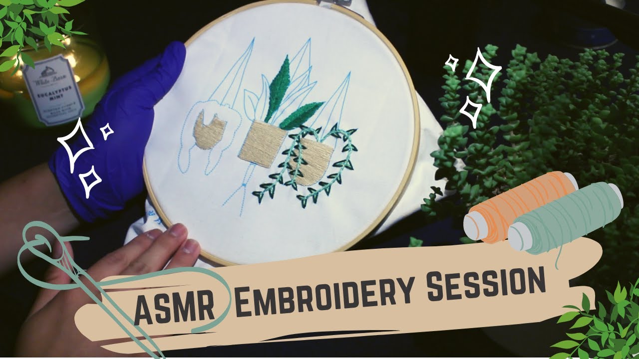 [ASMR] Embroidery Session - [No Talking] Sewing, Thread Pulling, Scratching, Pops #ASMR #Crafting