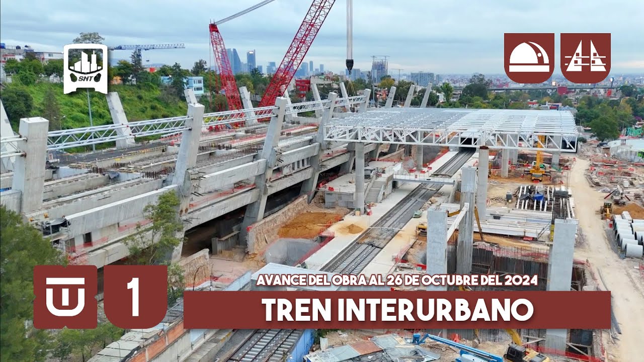 Tren Interurbano México - Toluca CDMX. Observatorio - Santa Fe. Avance de obra al 26-10-2024.