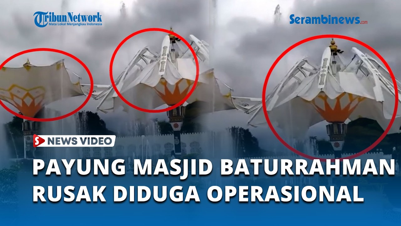 Payung Masjid Raya Baiturrahman Rusak Diduga Salah Operasional Saat Ditutup