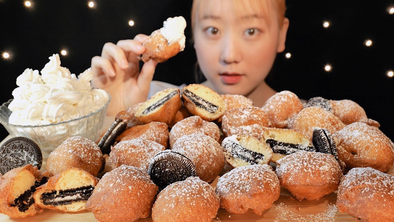 ASMR フライドオレオ Deep Fried Oreo 오레오 튀김【咀嚼音/大食い/Mukbang/Eating Sounds】