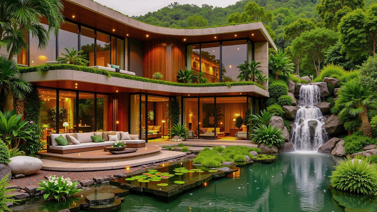Secret Waterfall Villa Jazz Retreat - Smooth Evening Jazz & Nature Ambience for Relax and Focus