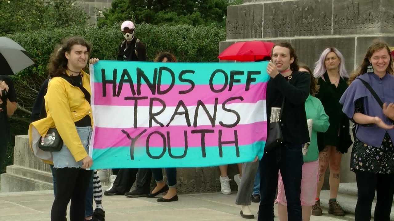 LGBTQ-rights activists protest bills aimed at limiting healthcare, classroom discussions