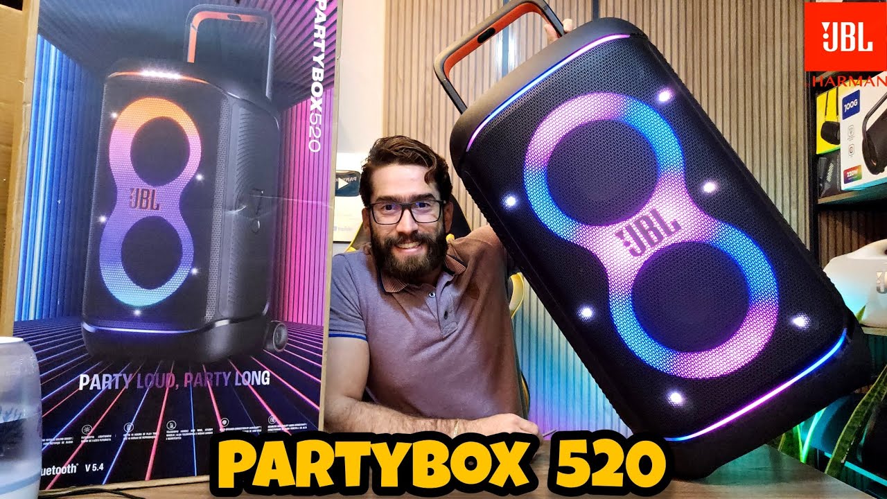 JBL PARTYBOX 520 400W IPX4: A TORRE DE SOM COM BATERIA QUE FAZ TREMER TUDO! (Unboxing PT-Br)