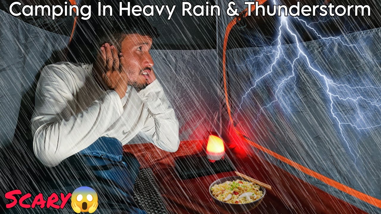 Solo Camping In Heavy Rain & Thunderstorm | Overnight Rain Camping | Rain Camping Uttarakhand Forest