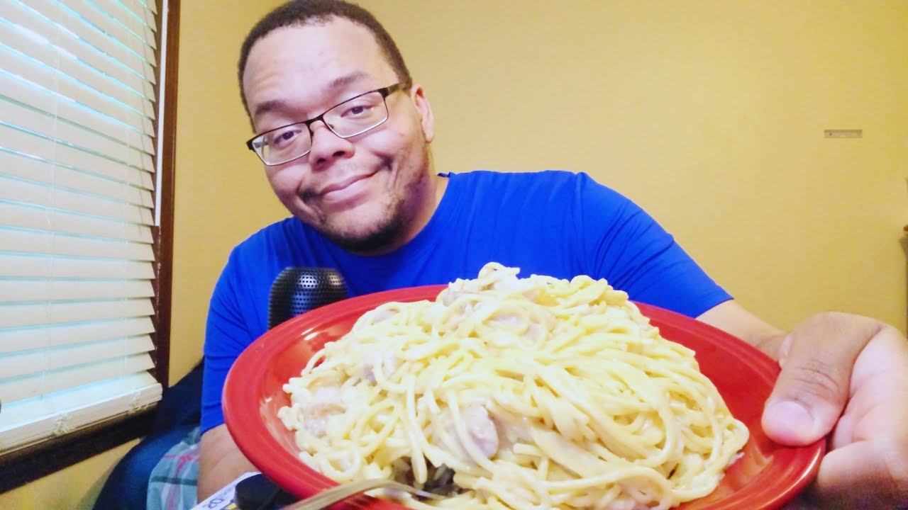 ASMR Chicken Alfredo Pasta Mukbang | Cooking and Eating + Whisper