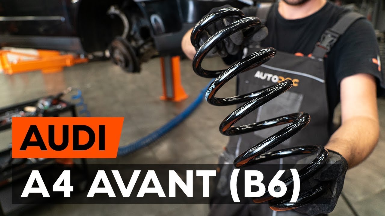 How to change front springs / front coil springs on AUDI A4 B6 (8E5) [TUTORIAL AUTODOC]