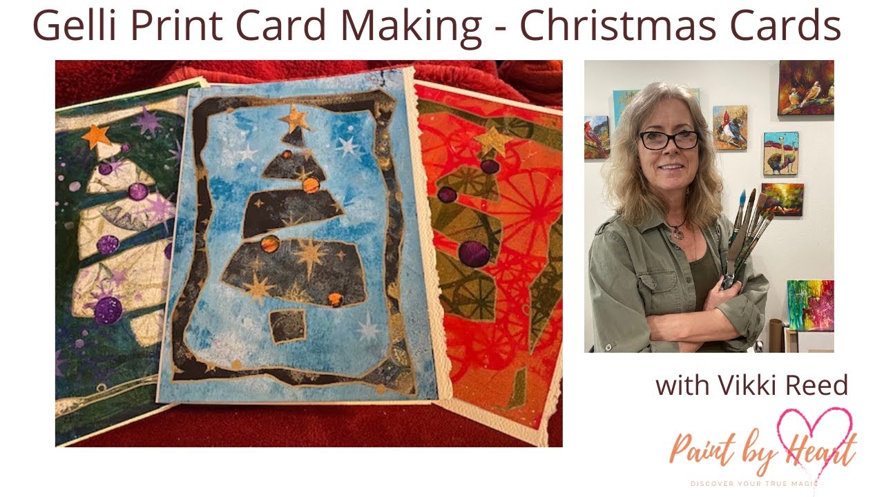 Gelli Print Card Making Christmas Tree Cards