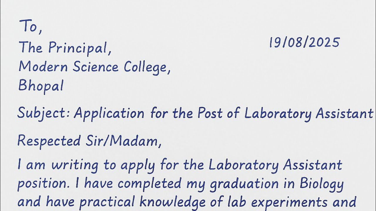 ✍️ Job Application for Laboratory Assistant | Best Application Letter Format 2025