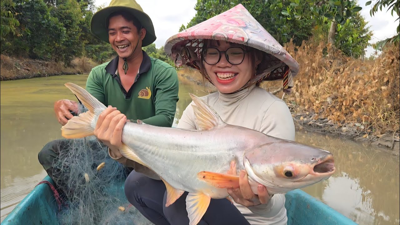 Thả Tay Lưới Thưa Ngay Bầy CÁ HÔ & Nhiều Loại CÁ TO Sa Lưới_CÁ NƯỚNG CHAO Thơm Lừng..| ONMT #Tập 232