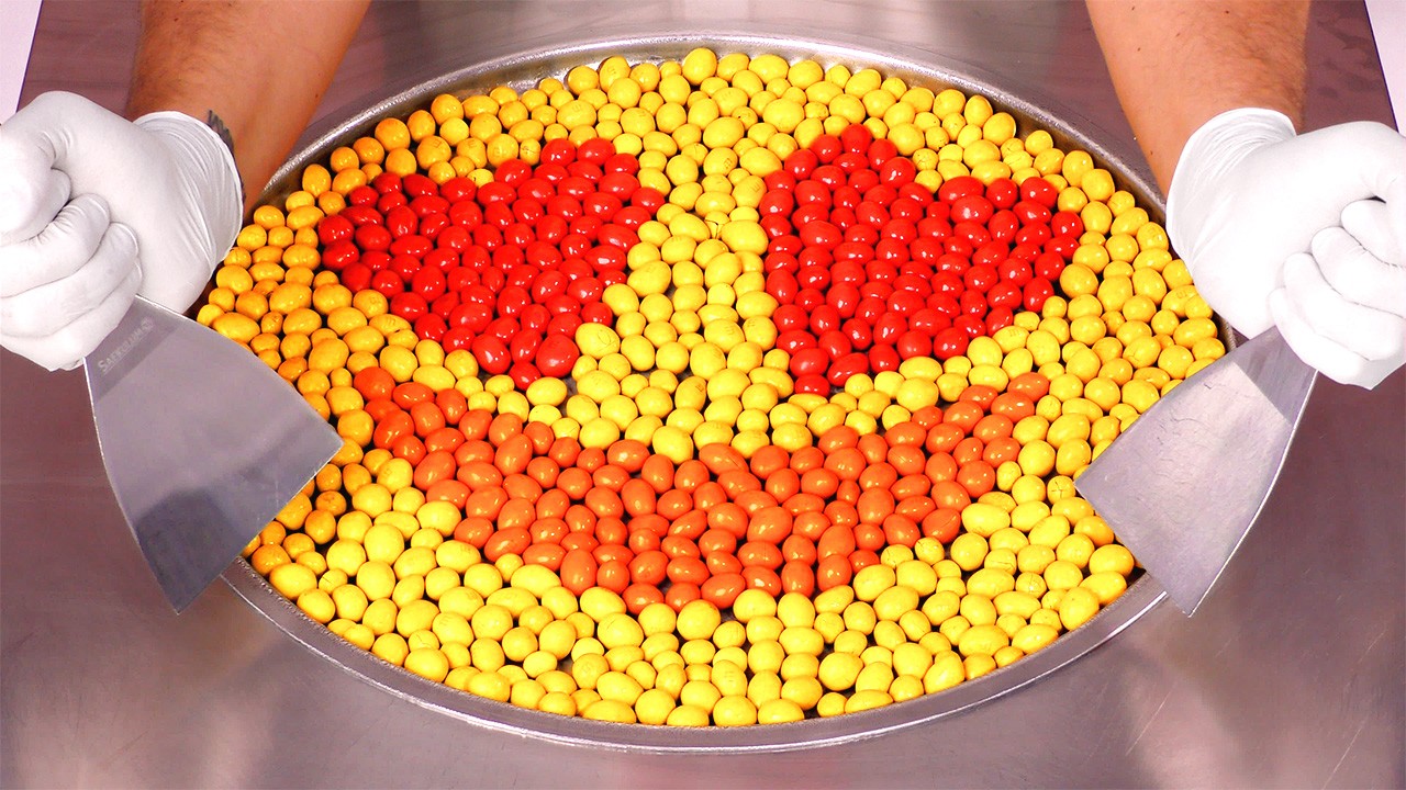 ASMR | m&m's Emoji 😍 oddly satisfying Ice Cream Rolls Candy Transformation - Thai Rolled Ice Cream